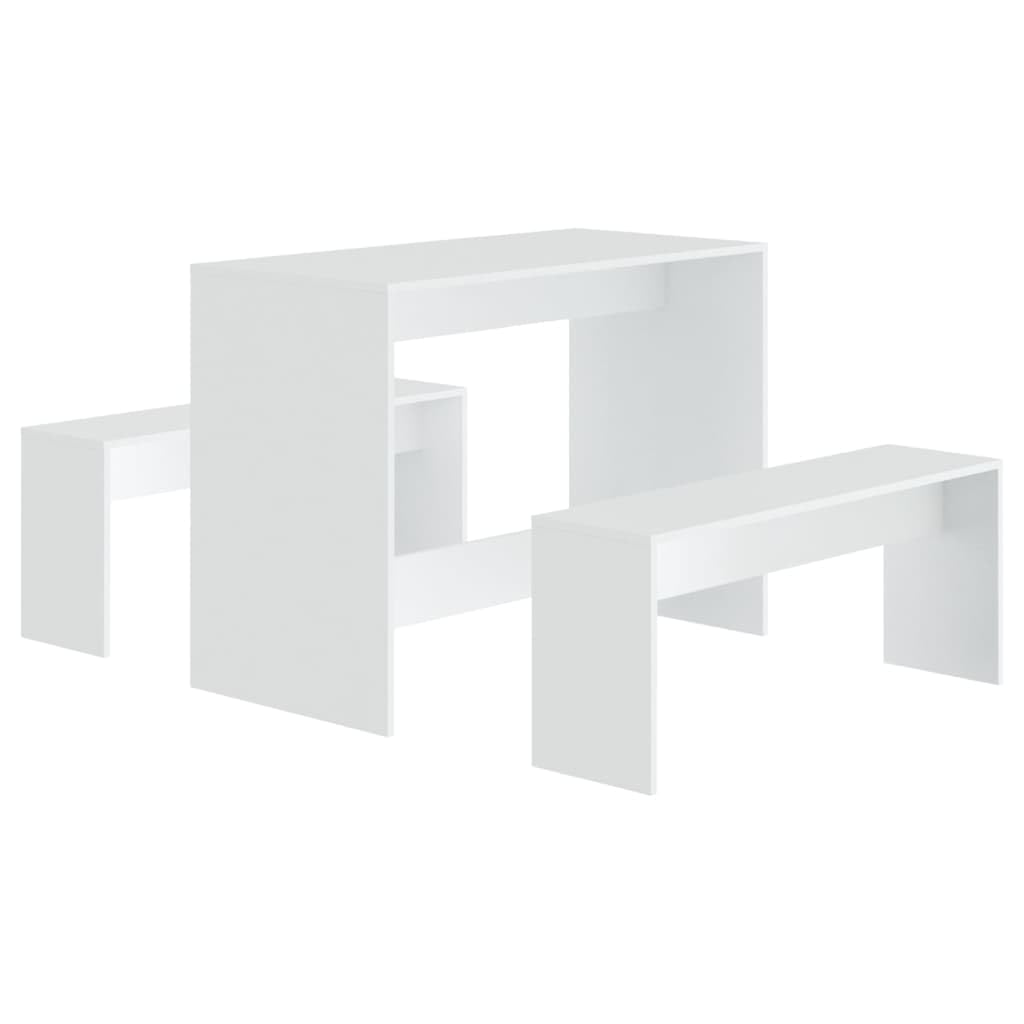 Ensemble de meubles de cuisine et de salle à manger - Ensemble de salle à manger 3 pièces en bois d'ingénierie blanc