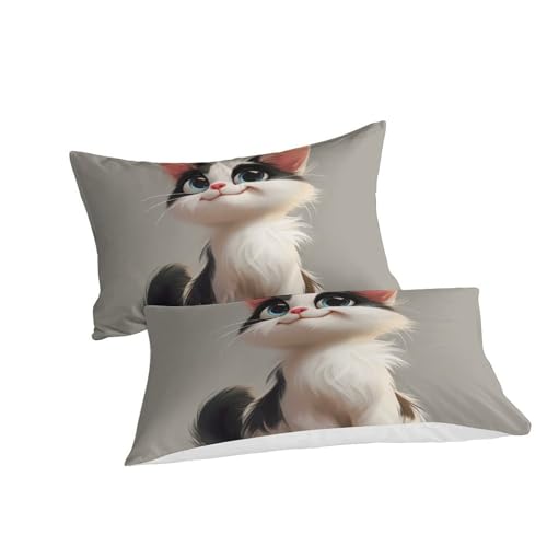 Housse de couette chat 3D avec fermeture éclair pour simplifier le lit double - 3