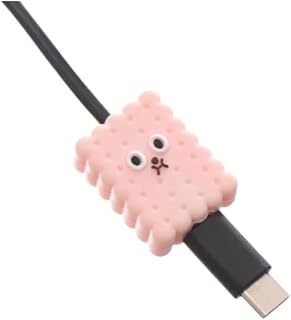 واقي كابل سيليكون CB-052 مصمم على شكل بسكويت لطيف لحماية كابل الشاحن من جي باور - وردي