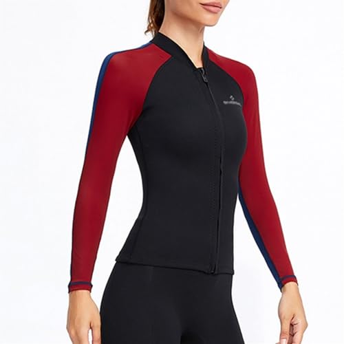 Chaqueta de Neopreno para Mujer 1.5mm Manga Larga con Cierre Frontal para Protección Solar, ideal para Surf, Navegación, Kayak y Snorkel (Negro, Mediana) miniatura 2