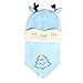 OKwife 2 pièces Nouveau-né bébé Mignon Bois Bonnet Bonnet avec Triangle écharpe bave Bavoir Ensemble 0-8 m