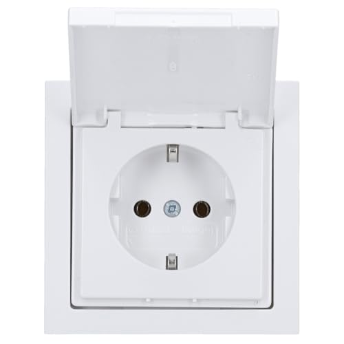 Busch-Jaeger future linear Komplett-Set: 20 EUK-84 SCHUKO Steckdose mit Klappdeckel + 1721-184k Abdeckrahmen 1-fach, studioweiß