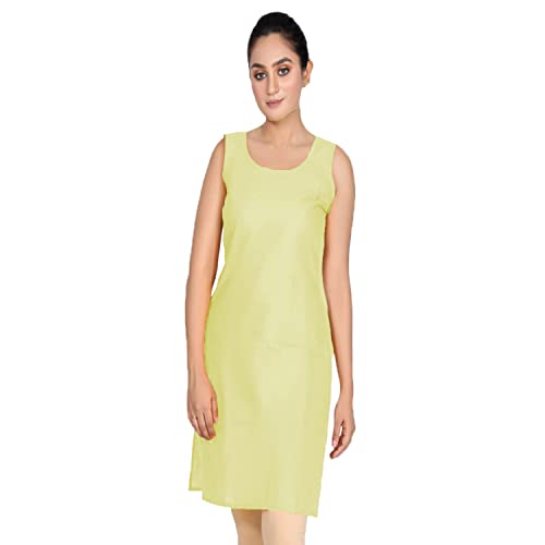 Image of Women's Cotton Long Camisole for Kurti /Suit Slip /Long Inner /Samij for Women Sameej /Knee Length Inner Wear /Sameez /Kurti Slip /Round Neck /Invisible