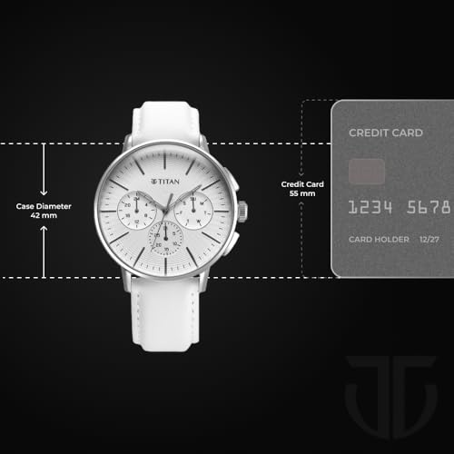 Titan Light Leathers Silver Dial Leather Strap Watch White - Image 5