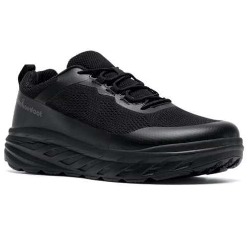 Men's Orthopedic Diabetic Wide Walking Shoes: Lightweight Adjustable Arch Support Bunions Fashion Sneakers, Soft Wide Toe Box Plantar Fasciitis Orthotic Outdoor Standing Casual Shoes Black Size 12