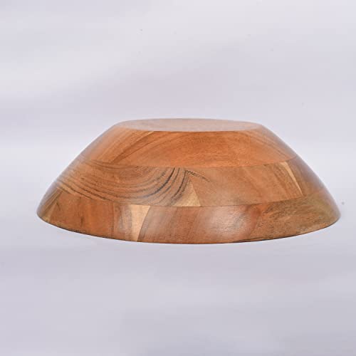 Samhita Acacia Wood Serving Bowl, Fruit Bowl, Friendly And Perfect For Salad, Vegetables And Fruit,Single Salad Bowl (10" X 10" X 3") #TOP3