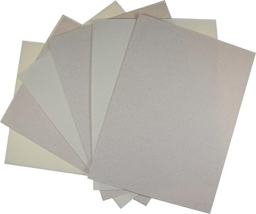 Image of KCS 6 pc of 12 inch x 18 inch(30cmx45cm) 14CT Counted Cotton Aida Cloth Cross Stitch Fabric (Cream+Oatmeal)