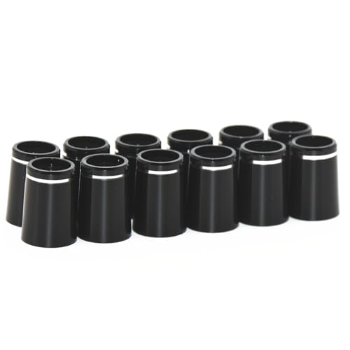 AmxKepoda 12pcs Premium Golf Iron Ferrules Black with Single Silver Ring Golf Club Ferrules For .370 Shaft Taper Tip Iron 9.5X19X13.5mm