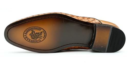 Santimon Mens Mules Sandals Formal Dress Loafers Leather Clogs Business Casual Woven Open Back Slippers Outside Slip On Shoes for Men3