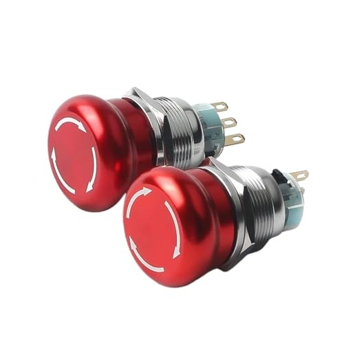 Bouton arrêt urgence 16mm interrupteur métallique étanche autobloquant 6 broches
