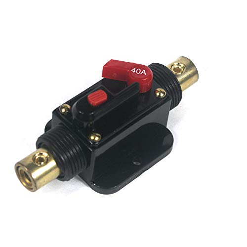 Interruptor de circuito de 12 V-24 V CC 40A y bloque de fusibles inline para audio de coche 6