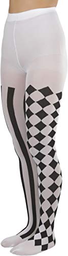 Image of ToBeInStyle Women's Harlequin Checkered Diamond Optical Illusion Opaque Tights Pantyhose - Black & White