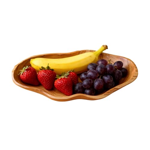 Dreuhuing Bol De Madera Para Ensalada - Fuente Natural De Fruta - Fuente De Frutas 39.9 X 17.8 X 5.8 Cm,Para Alimentos, Postres, Aperitivos, Mesa, Cocina, Sala, Encimera, Estilo Rústico