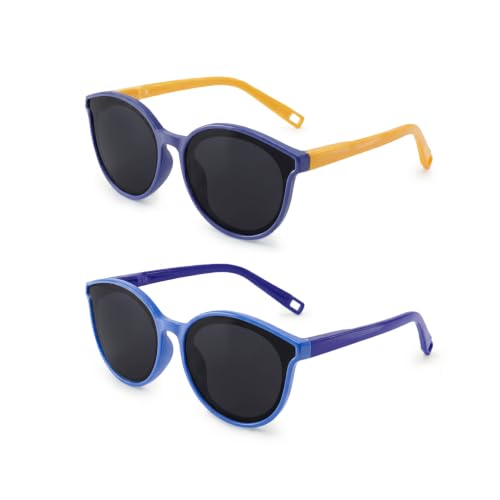 Image of Kids Polarized Sunglasses for Boys Girls, Flexible TPEE Eyewear, Age 3-8 | Filters solar glare and UV rays to shield children's eyes during outdoor play, travel, and beach adventures.