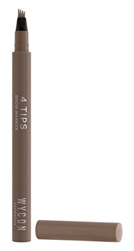 WYCON Cosmetics MARCADOR SOURCILS 4 PUNTOS - Bolígrafo de cejas con aplicador de 4 puntas de fieltro, trazo fino delicado natural y resistente al agua (04 marrón)