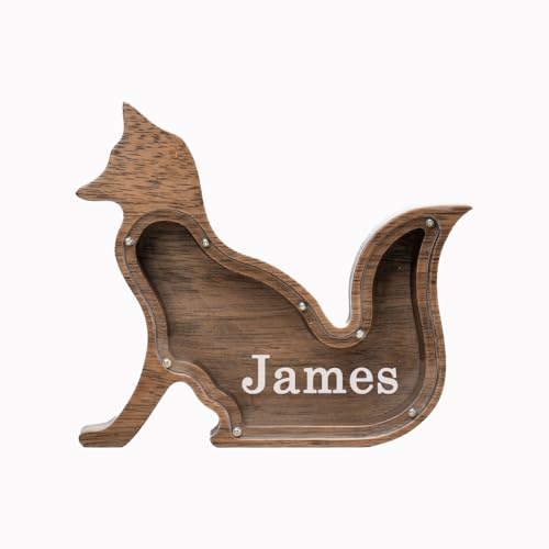 Tirelire en bois en forme d'animal pour garçons et filles, tirelire en bois incassable, tirelire créative en bois personnalisée pour anniversaire d'enfants...