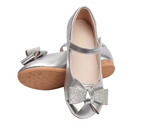 Flyrioc Little Girl's Heel Sandals Ballet Dress Shoes(Little Kid/Big Kid) Silver 11 M Us Little Kid #TOP5