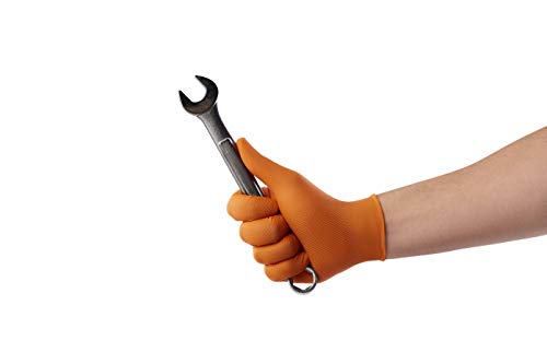 Image of Venom Steel Orange Nitrile Gloves, 8 mil Thick, 50 Count, Maximum Grip Textured Disposable Gloves, Puncture and Rip Resistant, Hi-Visibility Orange, One Size Fits Most