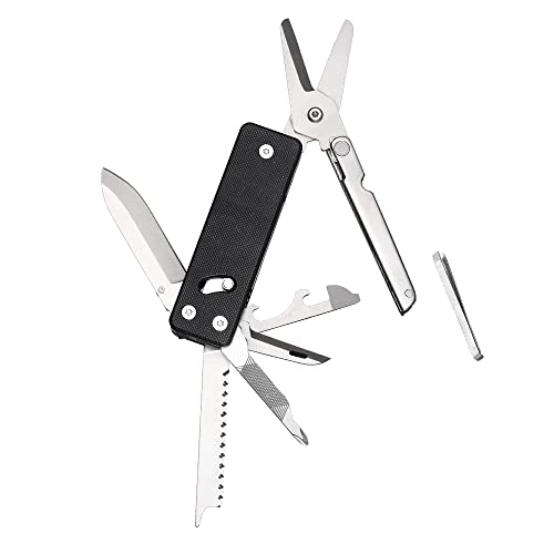 ROXON KS2E Elite- Multifunktions-Taschenmesser mit großem Scherenwerkzeug, G10-Griff und Taschenclip, 13 Funktionen in 1 Werkzeug, gut für Camping/Rucksack/Notfälle/ED