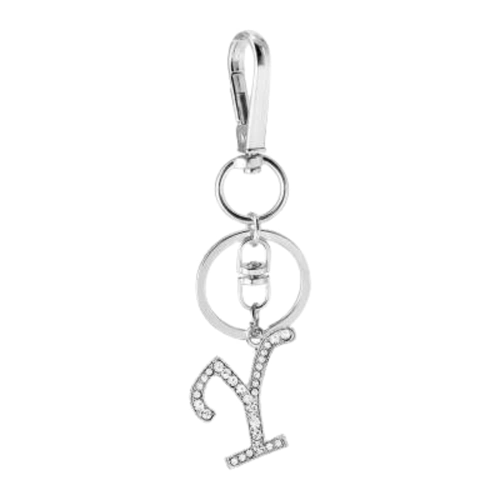 Rohans Women's Y Silver Plated Allo Car Ke Ring With Crystal Rhinestone Alphabet Initial Letter Keychain (Y)