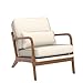 Karl home Accent Chair Mid-Century Modern Chair with Pillow Linen Fabric Upholstered Lounge Arm Chair with Solid Wood Frame & Soft Cushion for Living Room, Bedroom, Balcony, Beige