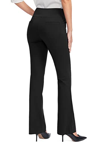 Rammus 28"/30"/32"/34" Womens Yoga Dress Pants With 5 Pockets High Waist Stretch Work Pants For Women Bootcut Leg Slacks For Office Business Casual Black #TOP1