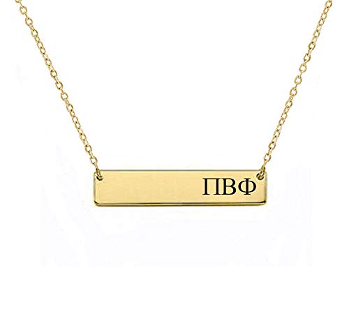 Pi Beta Phi Sorority Bar Necklace Greek Sorority Letters with Adjustable Chain