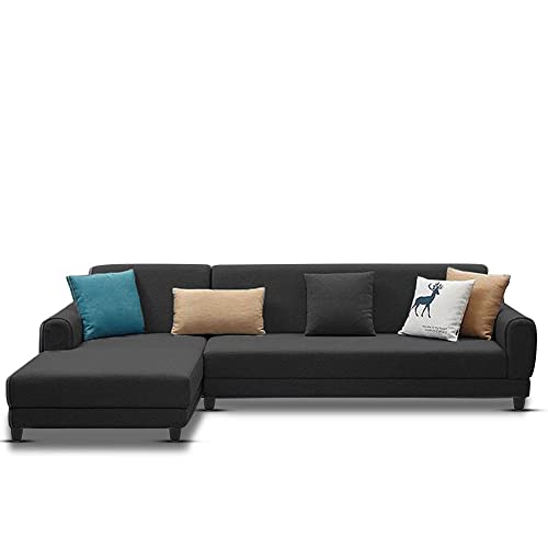 Image of Kraven LHS 6 Seater L Shape Sofa Set for Living Room (Black Fabric)