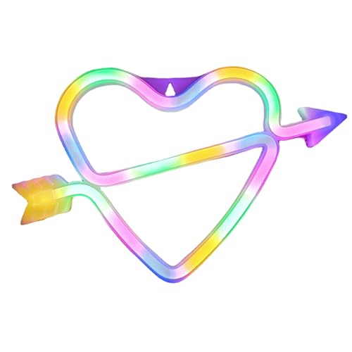 Image of Heart Shape Neon Sign Wall decor Multi-color Cupid Love Wall mount Led Light Perfect Use Birthday Party Anniversary-1Pack
