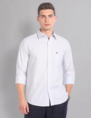 Image of AD by Arvind Vertical Stripe Pure Cotton Summer Shirt