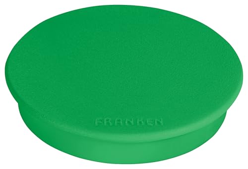 FRANKEN Magnete Rund, 10 Stück, Hochwertige Haftmagnete für Büro, Haushalt, Werkstatt, ideal für Whiteboards, Kühlschrank, Plantafeln oder Schaukästen, 32 mm, Grün, HM30 02