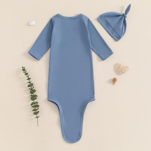 Image of Baby Girl Boy Sleeping Waffle Bag Letter Embroidery Long Sleeve Sleep Striped Sack with Hat 2 Piece Set for Fall