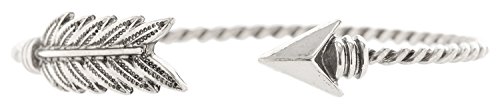 Artisan Owl Arrow Cuff Feather Bracelet - Silver Tone2