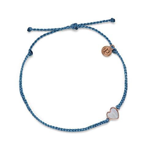 Pura Vida Rose Gold Heart Of Pearl Anklet - Adjustable, Waterproof - Dusty Blue #TOP22