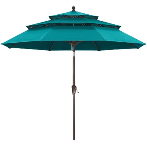 Image of MASTERCANOPY 9ft 3-Tier Olefin Patio Umbrella, Clear Blue
