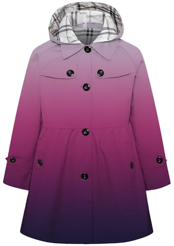 Image of Betusline Girl's Single Breasted Trench Coat Hooded Dress Coat Outerwear, 2-14 Years