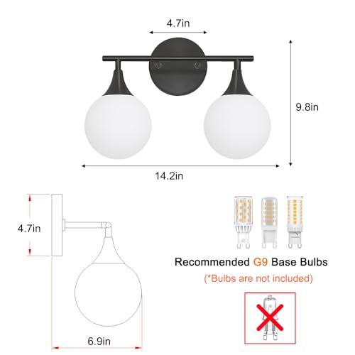 Image of Daunton Modern Matte Black Bathroom Vanity Light - Energy Efficient G9 Base Bathroom Lighting Fixtures Over Mirror, Anti-Glare 14.2 Inch Soft Illumination for Makeup & Shaving, Stylish and Affordable
