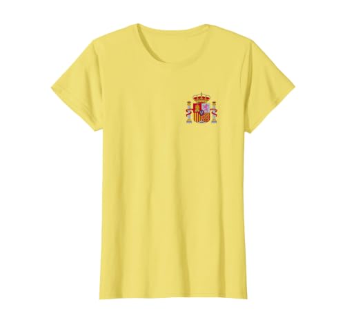 Spain Espana Madrid Mallorca Barcelona Sevilla Coat of arms T-Shirt, Women, Lemon Yellow, Small