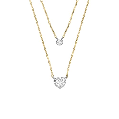 Image of Fossil Women's Gold-Tone Stainless Steel Pendant Chain Necklace for Women