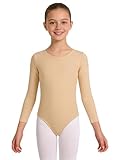 Loodgao Bodysuit Termici per Bambina Body da Danza Manica Lunga con Caldo Foderatura In Lana Bambine Termica Leotrads da Ballo Latino Ginnastica Dancewear Scollo rotondo color carne 8-9 anni