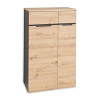 MEMPHIS Aktenschrank in Artisan Eiche Optik, Graphit - Moderner Büroschrank mit 2 Türen - 75 x 197 x 38 cm (B/H/T)
