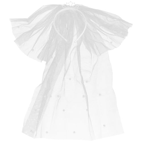 FRCOLOR Girls First Communion Veils Baby Head Band Headband for Girls Hair Accessories for Headbands for Kids Baby Headbands Photo Booth Props White Birthday Hat Pearl Child Fabric