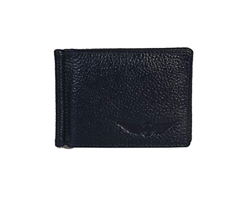 Image of Men's Navy Blue Solid Leather Wallet (CPMW-055-NBLUE)