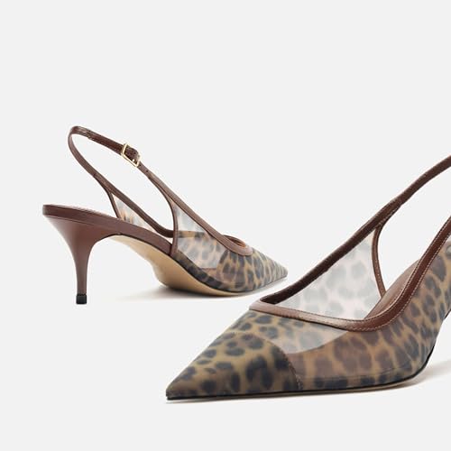 Image of Mesh Kitten Heels for Women Slingback Design with Pointed Toe Breathable and Stylish Elegant Low Heel for Comfort