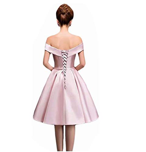 Angela Women's Off Shoulder Bridesmaid Dresses Knee Length Satin Short Prom Homecoming Dresses Royalblue12 #TOP3