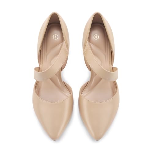Image of mysoft Women's Pointed Toe Pumps Stiletto Heel Dress Shoes Wide Width | 3 Inch Stiletto Heel, Closed Toe, Wide Width, Elastic Strap, Comfortable, Daily, Wedding Party, Formal, Office Work Dressy