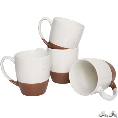Bosmarlin Ceramic Coffee Mug Set of 4, 16 Oz, Coffee Cups with Big Handle, Dishwasher and Microwave Safe (White)