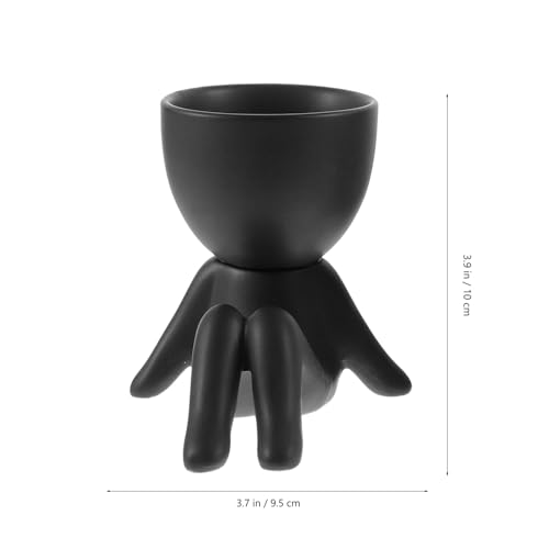 Pots à bonsaï en céramique noire YARNOW x2 pour mini succulentes - 3