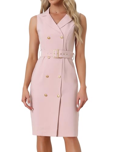 Allegra K Women's Work Dresses Business Office Sleeveless Button Pencil