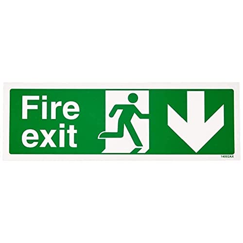 V Safety Fire Exit Arrow Right Sign – 1mm Rigid Plastic Safety Sign, Landscape 300 x 100 mm – EN ISO 7010 Compliant, Green Running Man Symbol – Indoor Wall-Mount Signage for Emergency Exit Direction